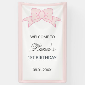 Rosa Schleifen Mädchen 1. Geburtstag Banner