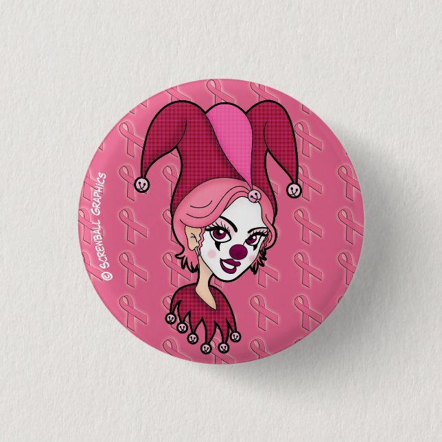 Rosa Schleifen-Narren-Knopf (klein) Button (Vorderseite)