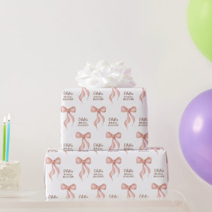 Rosa Schleifen-personalisierte Brautparty Geschenkpapier