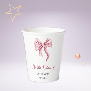 Rosa Schleifen-Quinceanera-Party für Mädchen Pappbecher