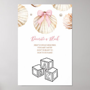 Rosa Schleifen-Schalen-Baby-Shower-Dekorationsbloc Poster