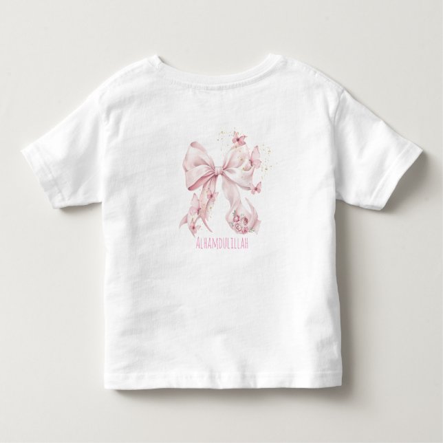 Rosa Schleifen Schmetterlinge Kleinkind T-shirt (Rückseite)