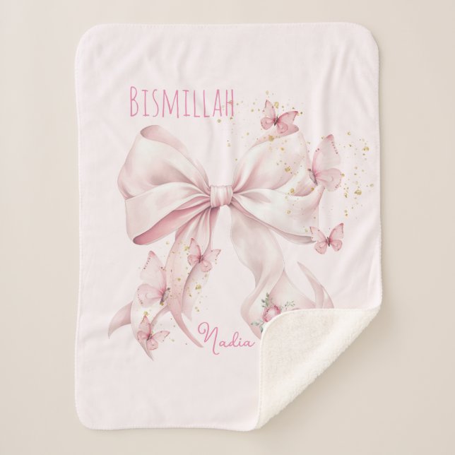 Rosa Schleifen Schmetterlinge Sherpadecke (Vorderseite)