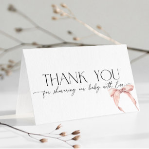 Rosa Schleifen-Schmink-Koketten-Baby-Shower-Dankes Dankeskarte