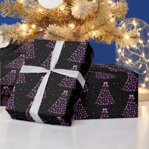 Rosa Schleifen-Schneeflocken-Weihnachtsbaum Geschenkpapier