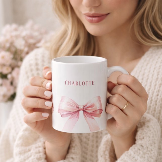 Rosa Schleifen Skriptname Kaffeetasse (Von Creator hochgeladen)