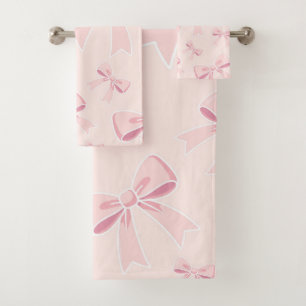 Rosa Schleifen Süße Kokette Cottage Chic Badhandtuch Set