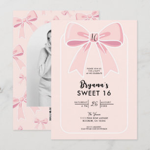 Rosa Schleifen Süße Kokette Cottage Chic Sweet 16 Einladung