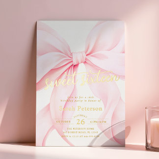 Rosa Schleifen Sweet Sixteen Geburtstagsfolien-Ein Folieneinladung