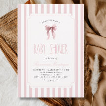 Rosa Schleifen-Vintage-Rosa gestreifte Babyparty