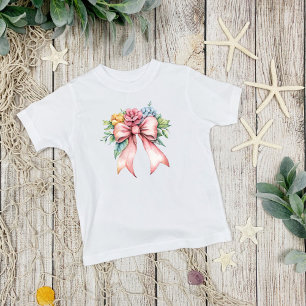 Rosa Schleifen-Wasserfarben-Blumen Coquette Mädche Kleinkind T-shirt
