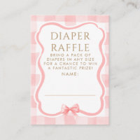 Rosa Schleifen-Windel-Raffle-Baby-Shower-Tickets