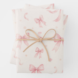 Rosa Schleifen-Wrap-Papier Simple Coquette Geschenkpapier Set