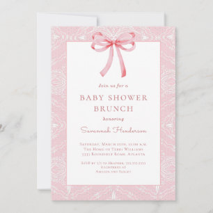 Rosa Schleifenband Baby Shower Brunch Einladung