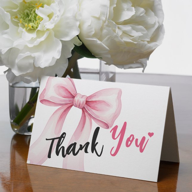 Rosa Schleifenband Dankeskarte (Pink Bow Ribbon Thank You Card
)
