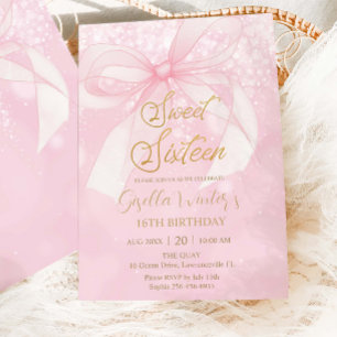 Rosa Schleifenband Kokette Sweet 16 Sechzehn Gebur Einladung