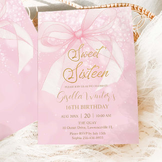Rosa Schleifenband Kokette Sweet 16 Sechzehn Gebur Einladung
