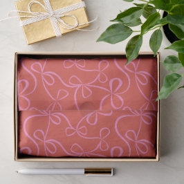 Rosa Schleifenbänder auf modernem rotem Weihnachte Seidenpapier