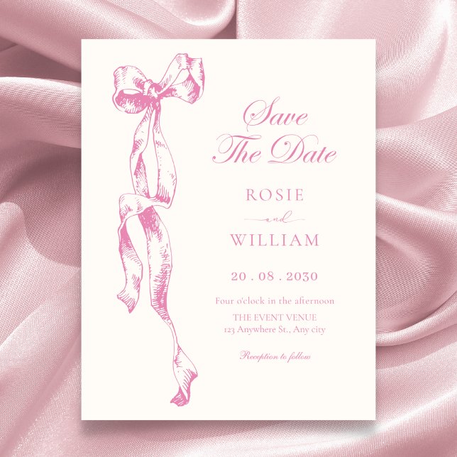 Rosa Schleifenhochzeit Save The Date (Von Creator hochgeladen)