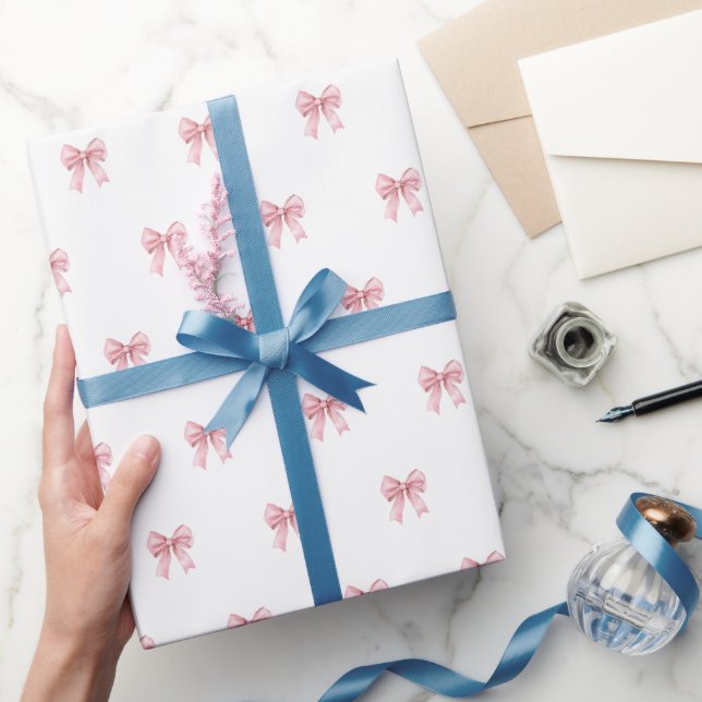 Rosa Schleifenmuster Geburtstagsfeier Hüte Geschenkpapier (Schenken)