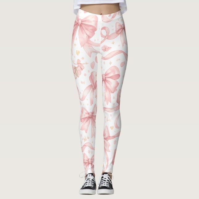 Rosa Schleifenmuster-Leggings Leggings (Vorderseite)