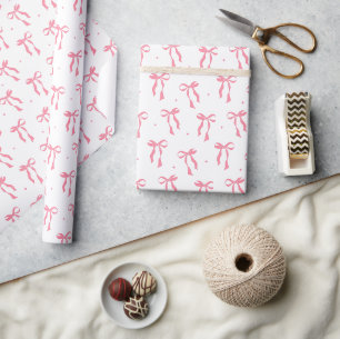 Rosa Schleifenmuster Weiß Geschenkpapier