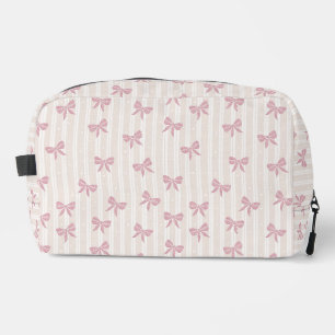 Rosa Schleifenstreifen-Kosmetiktasche Waschbeutel