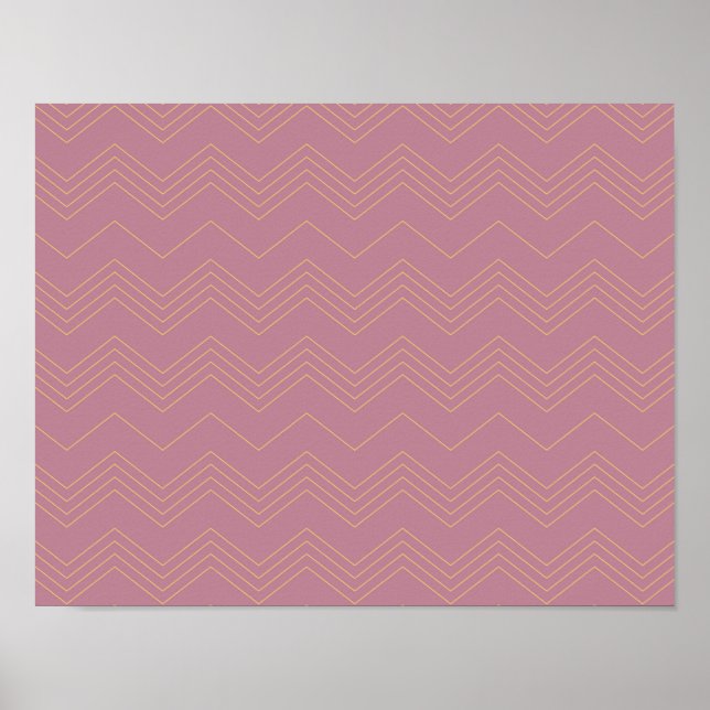 Rosa, schlichte, moderne, coole, trendige Zickzack Poster (Vorne)