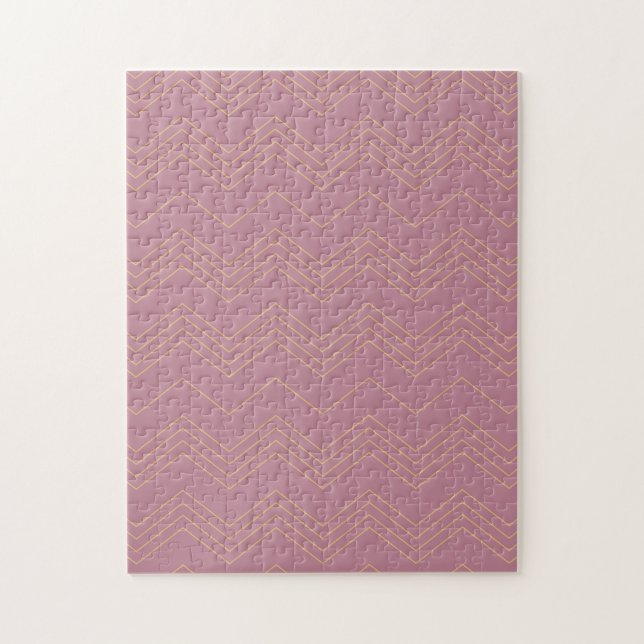 Rosa, schlichte, moderne, coole, trendige Zickzack Puzzle (Vertikal)