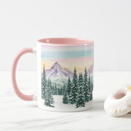 Rosa schlichte Moderne Weihnachtsschnee Aurora Tasse