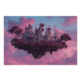 Rosa Schloss Schwebende Insel Fotodruck