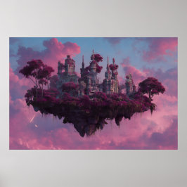 Rosa Schloss Schwebende Insel Poster