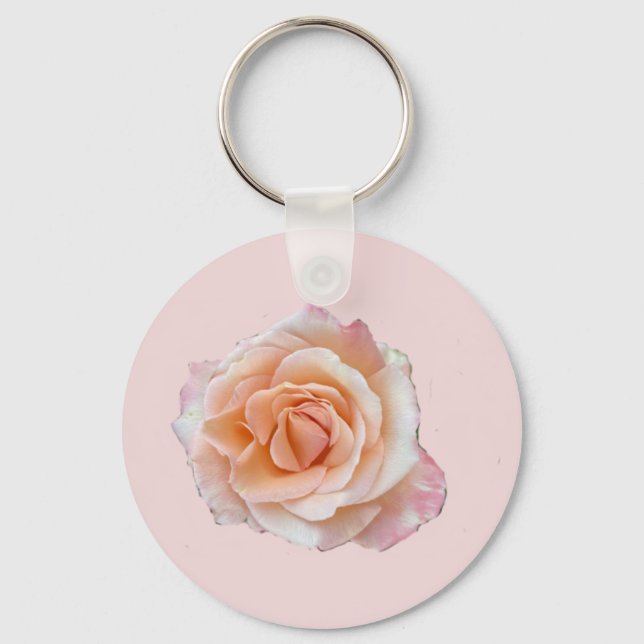 Rosa Schlüsselanhänger, Basic Button Schlüsselanhä Schlüsselanhänger (Vorderseite)