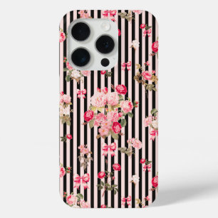 Rosa Schmachtlocke-Band mit Vintage-Rosen und schw Case-Mate iPhone Hülle