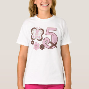 Rosa Schmetterling 5. Geburtstag T-Shirt