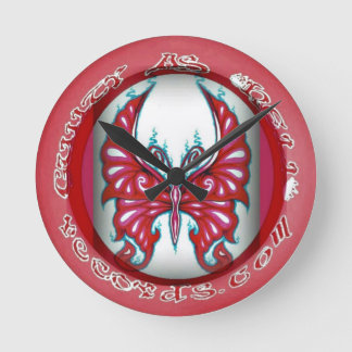 Rosa Schmetterling 8" Uhr "Runde Wand"