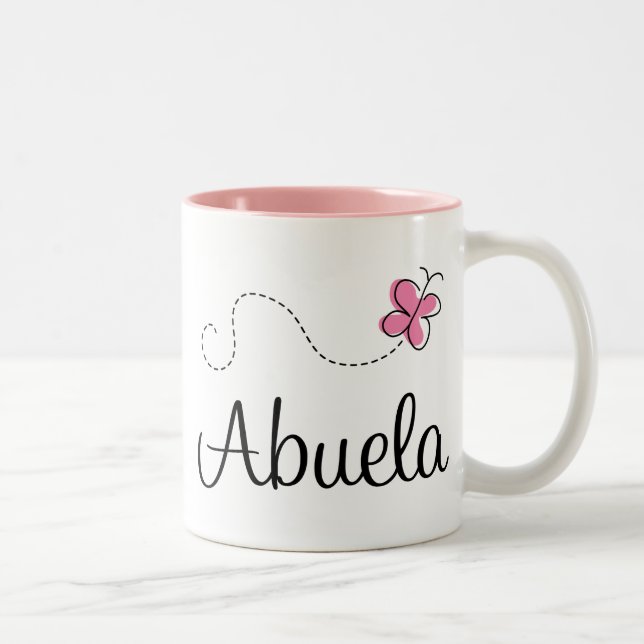 Rosa Schmetterling Abuela Geschenk-T-Shirt Zweifarbige Tasse (Rechts)