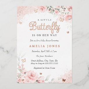 Rosa Schmetterling Baby Shower  Folieneinladung