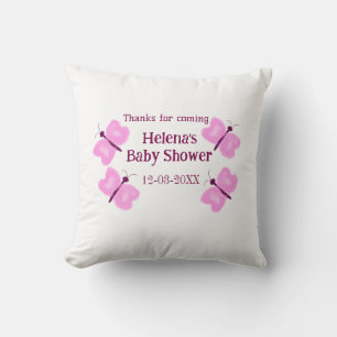 Rosa Schmetterling Baby Shower Wasserfarbe Name hi Kissen
