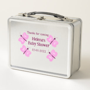 Rosa Schmetterling Baby Shower Wasserfarbe Name hi Metall Brotdose