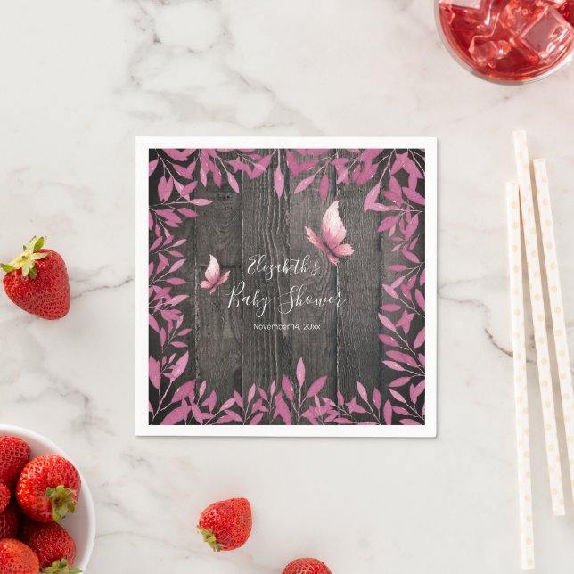 Rosa Schmetterling Babydusche Serviette (Beispiel)