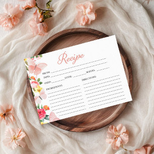 Rosa Schmetterling Blumen Hochzeitsdusche Rezeptka Einladung