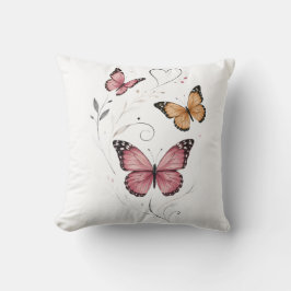  Rosa Schmetterling Botanische Aquarellmalerei Kissen