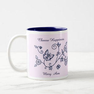 Rosa Schmetterling-Erinnerungstasse Zweifarbige Tasse
