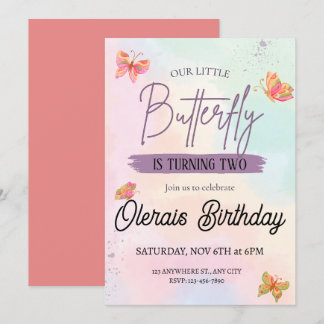 Rosa Schmetterling Geburtstag Einladung