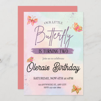 Rosa Schmetterling Geburtstag Einladung