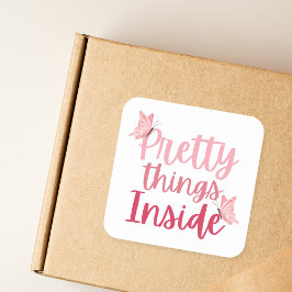 Rosa Schmetterling Hübsche Dinge innen Quadratischer Aufkleber