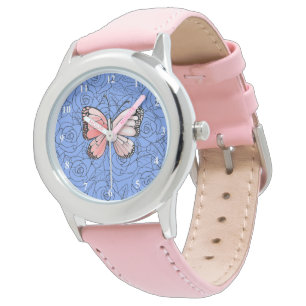 Rosa Schmetterling in Rose Schenken Armbanduhr