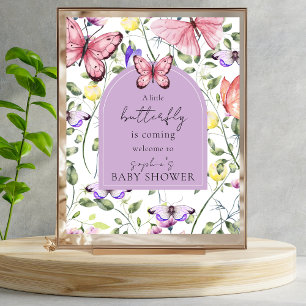 Rosa Schmetterling Lavendel Bogen Willkommen Baby  Poster