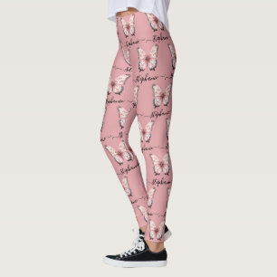 Rosa Schmetterling Leggings mit individuellem Name